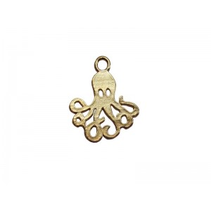 Deep Gold Heavy Plated Brass Octopus Charm