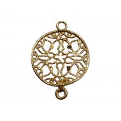 Silver with Yellow Gold Plating Filigree Diamond-Cut Round Connector