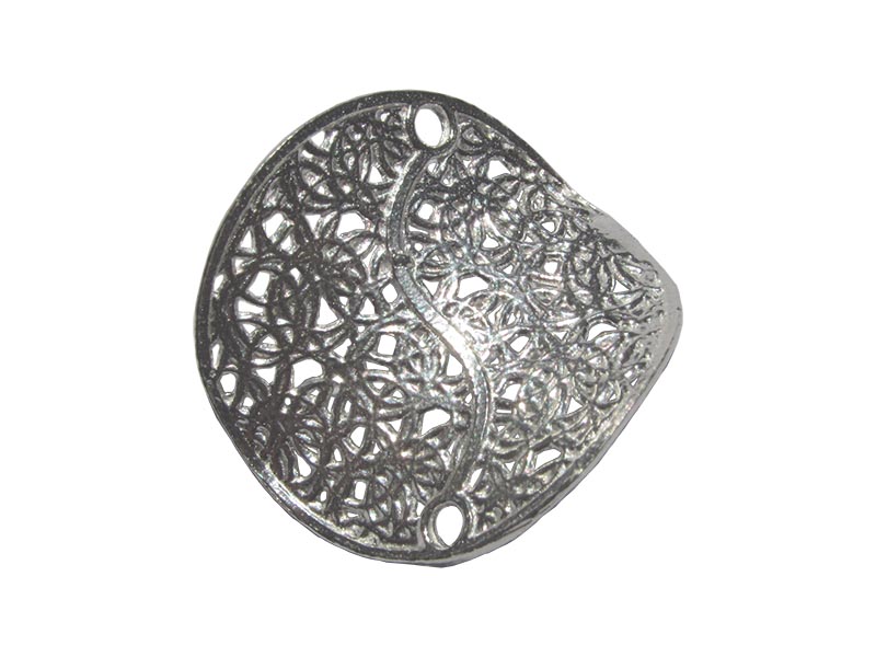 Sterling Silver 925 Swirl Filigree Round 'Pringle' Connector