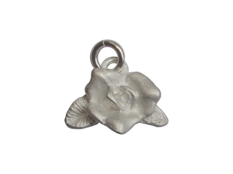 Sterling Silver 925 Matte Rose Charm