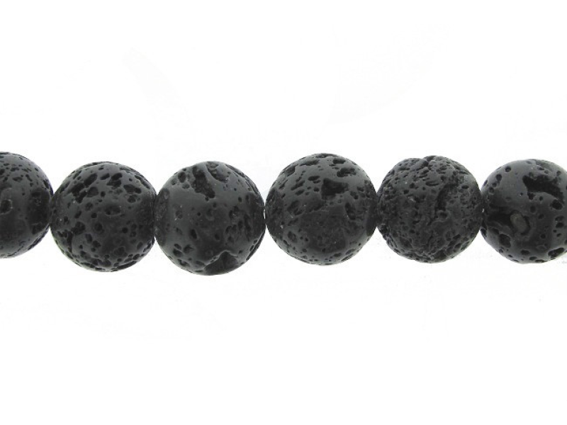 Lava Black Round Beads, 20 mm