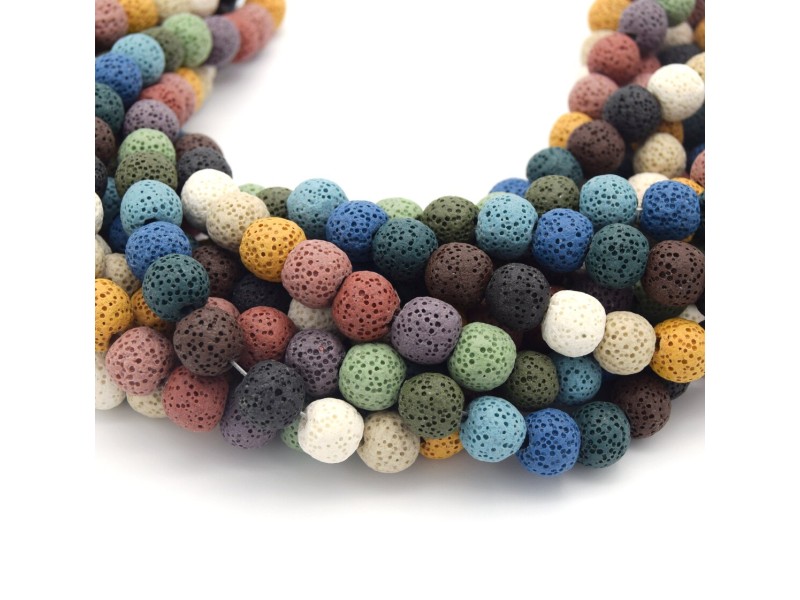 Lava Dyed Multi-Coloured 18mm Round Beads