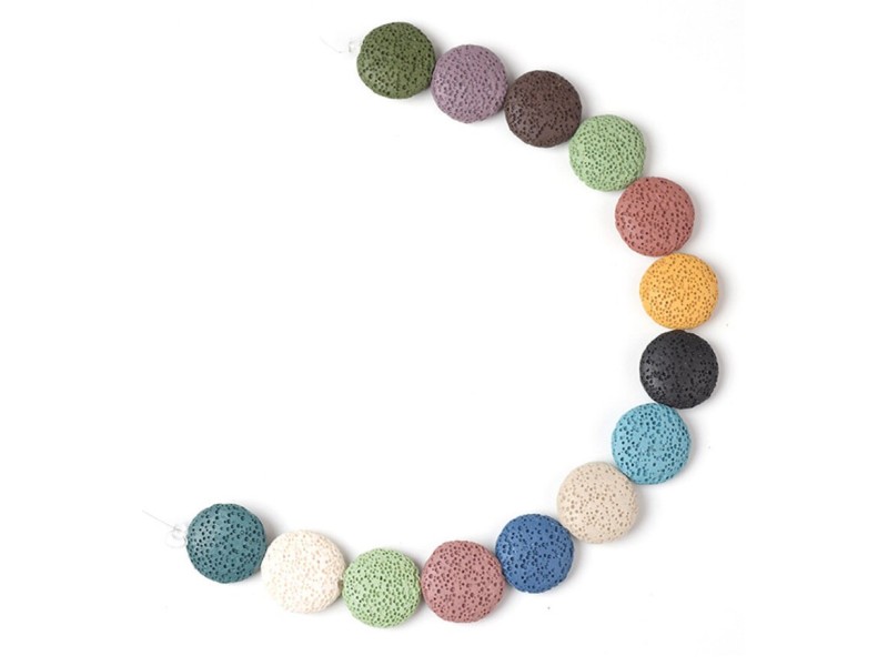 Lava multi Colored Flat Round Big beads