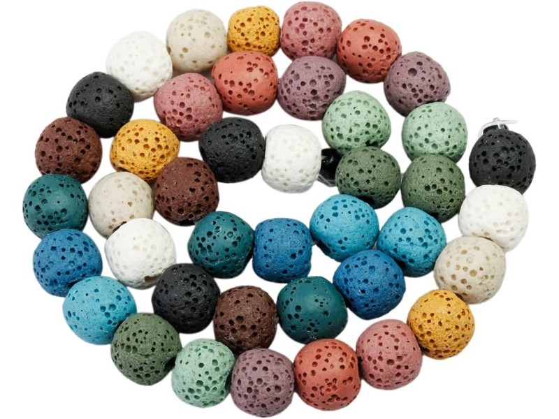 Lava Dyed Multi-Coloured 12mm Round Beads