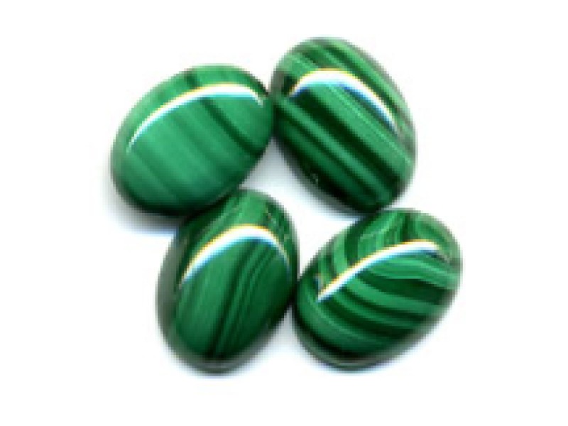 Malachite Cabs, Oval, 6 x 8 mm
