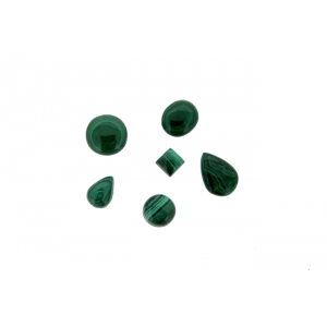 Malachite Cabs, Pear, 7 x 10 mm