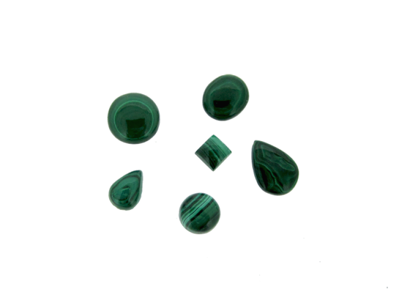 Malachite Cabs, Pear, 7 x 10 mm