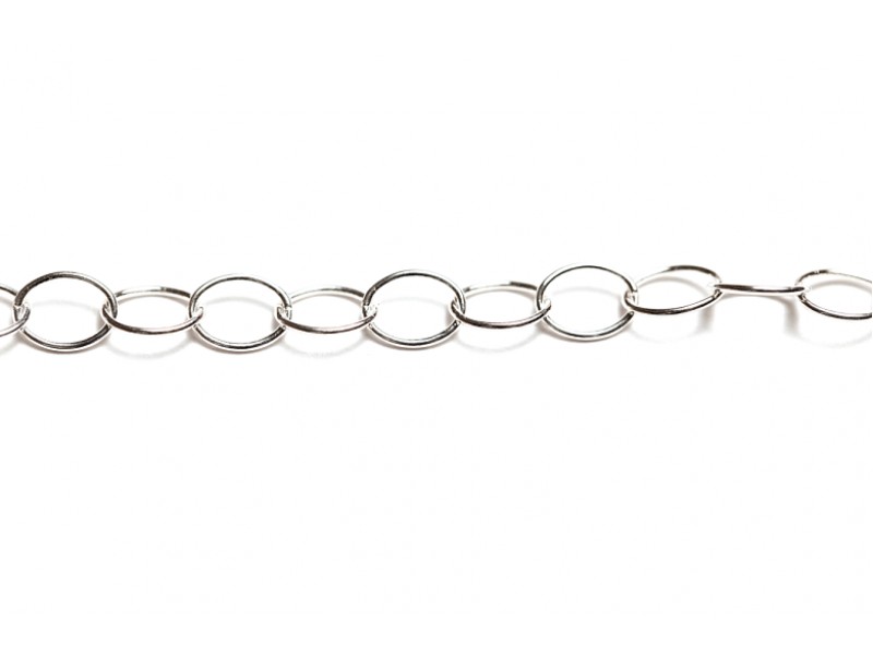 Sterling Silver 925 Round Wire Oval Trace Chain (60)