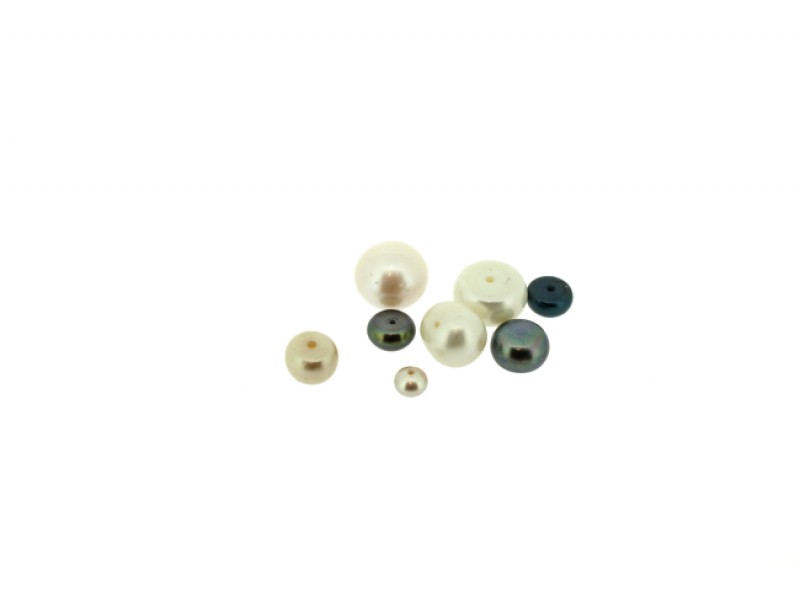 Pearl, Half Drilled, Round, White , 7 mm