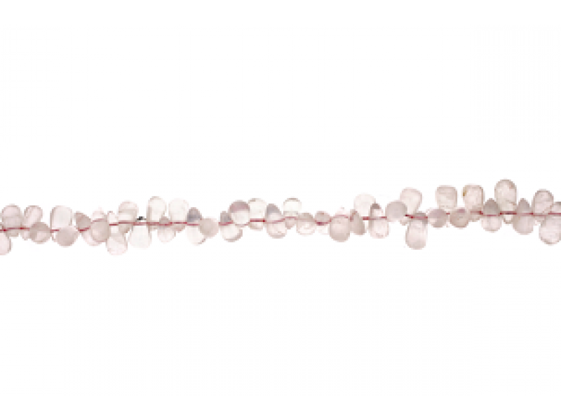 Rose Quartz Small Heart/Pear Briolette Beads, 10"