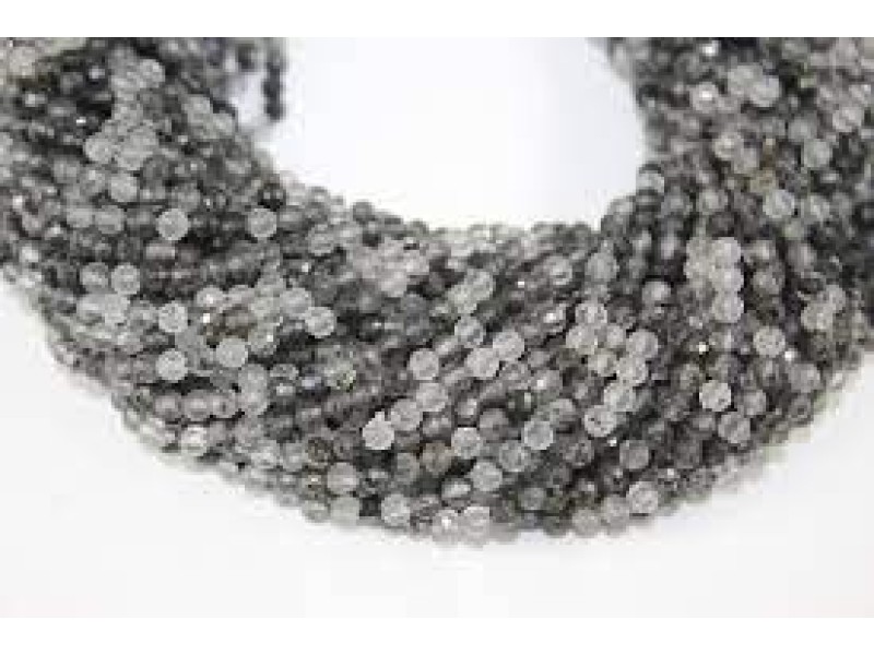Rutile Faceted Black Beads - 4mm