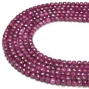 Ruby 2mm Square Faceted beads 