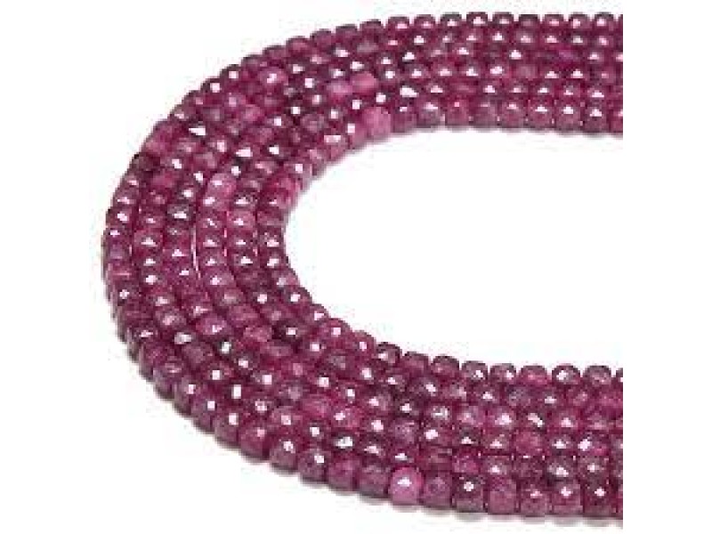 Ruby 2mm Square Faceted beads 
