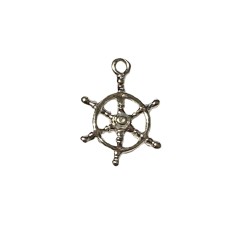 Sterling Silver 925 Ship Wheel Pendant w/loop