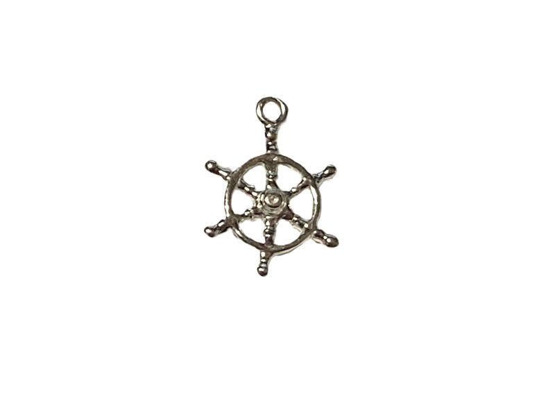 Sterling Silver 925 Ship Wheel Pendant w/loop