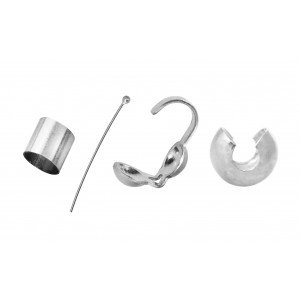 Silver Head Pins, Crimps, Crimp Covers, Wire Protectors, etc.