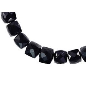 Black Spinel Square Faceted Beads - 2x2 mm 