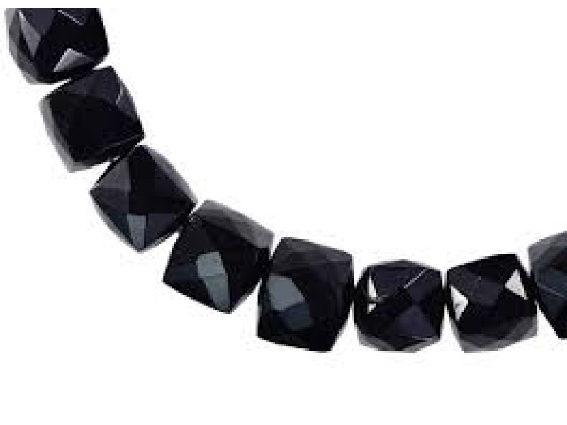 Black Spinel Square Faceted Beads - 2x2 mm 