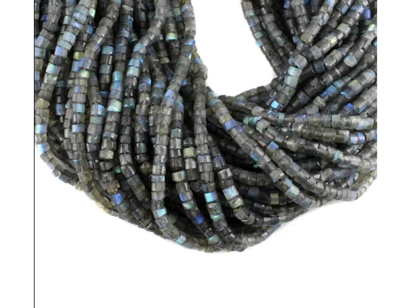 Labradorite square Faceted Beads - 2x2mm