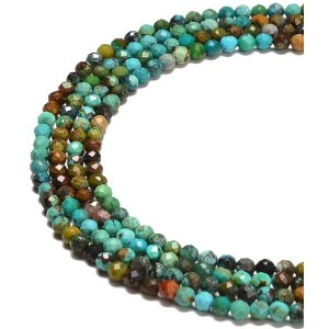 Turquoise (Pressed) Faceted Round Beads - 2mm 