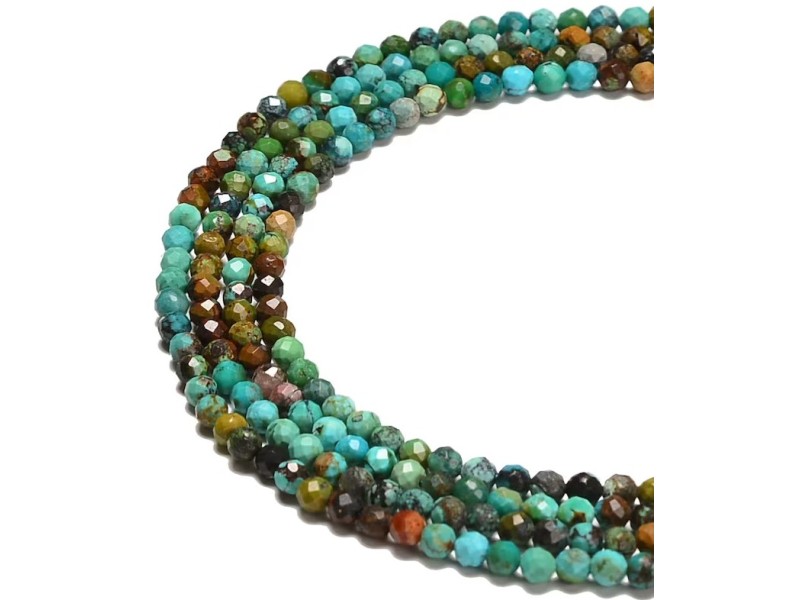 Turquoise (Pressed) Faceted Round Beads - 2mm 