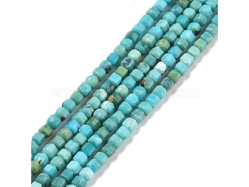 Turquoise Pressed Faceted Square 2x2 mm Beads