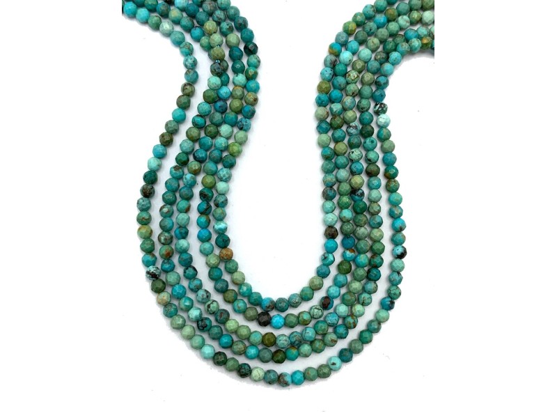 Turquoise (Pressed) Faceted Round Beads - 3mm 